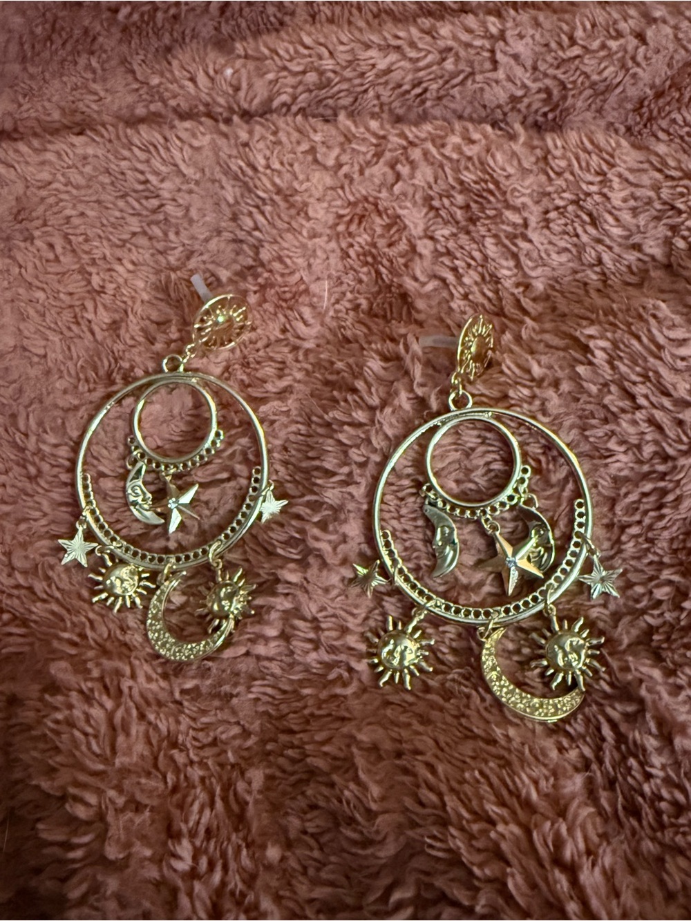 Gold-Tone Celestial Hoop Drop Earrings - Women Jewelry